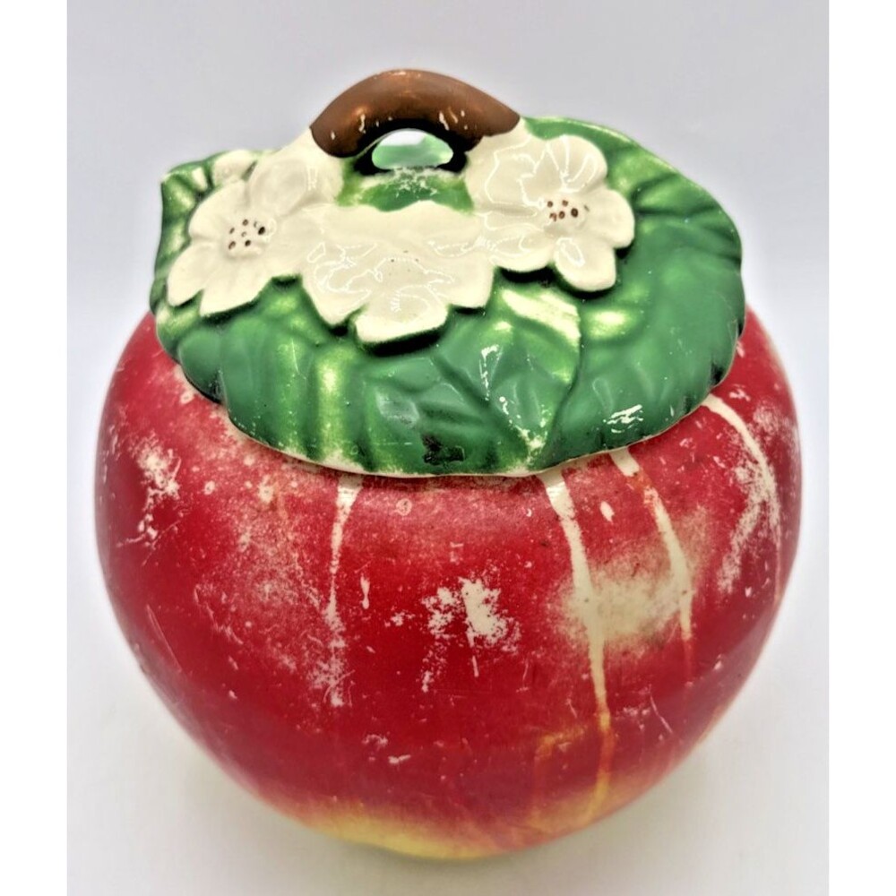 Vintage Apple/Apple Blossom Cookie Jar Ceramic Canister Hull? 9"